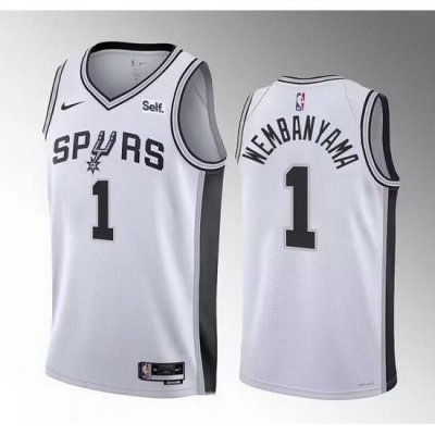 Men San Antonio Spurs 1 Victor Wembanyama White 2022 23 Association Edition Stitched Basketball Jersey