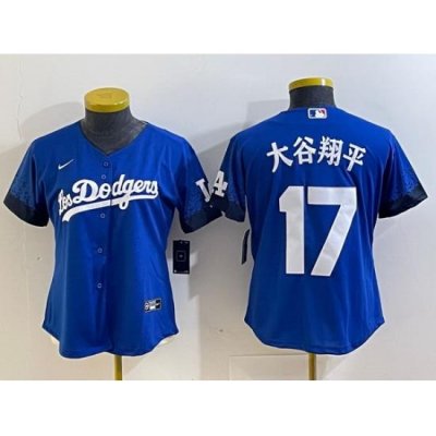 Women Los Angeles Dodgers 17  Shohei Ohtani Royal City Connect Stitched Jersey