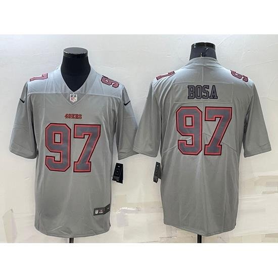 Men San Francisco 49ers 97 Nick Bosa Grey Atmosphere Fashion Stitched Jersey