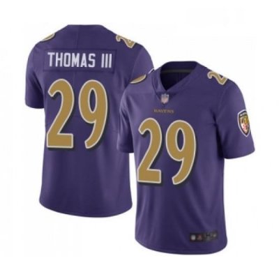 Mens Baltimore Ravens 29 Earl Thomas III Limited Purple Rush Vapor Untouchable Football Jersey