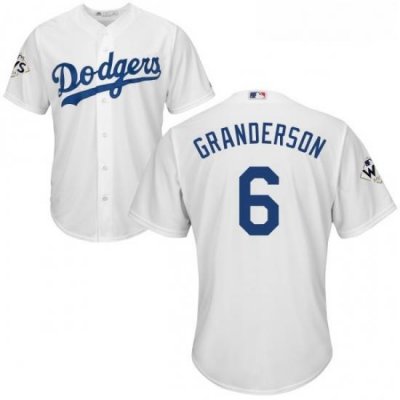 Youth Majestic Los Angeles Dodgers 6 Curtis Granderson Authentic White Home 2017 World Series Bound Cool Base MLB Jersey