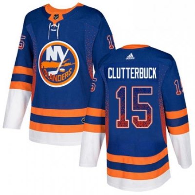 Mens Adidas New York Islanders 15 Cal Clutterbuck Authentic Royal Blue Drift Fashion NHL Jersey