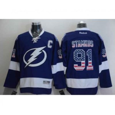 nhl jerseys tampa bay lightning #91 stamkos blue[national flag version][patch C]