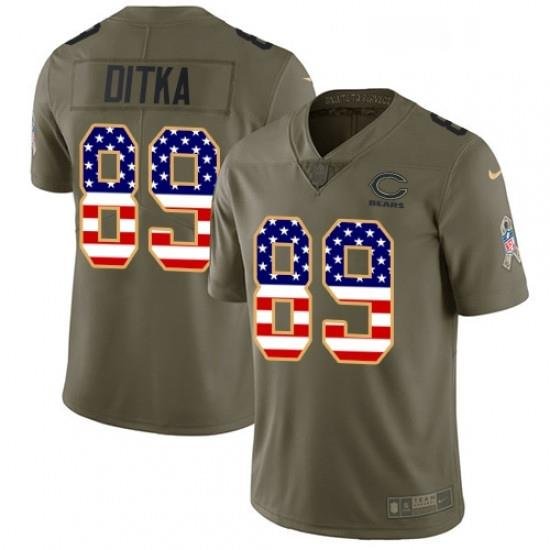 Mens Nike Chicago Bears 89 Mike Ditka Limited OliveUSA Flag Salute to Service NFL Jersey