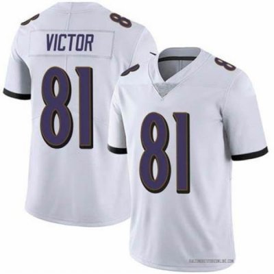 Men Nike Baltimore Ravens Binjimen Victor #81 White Vapor Limited Jersey