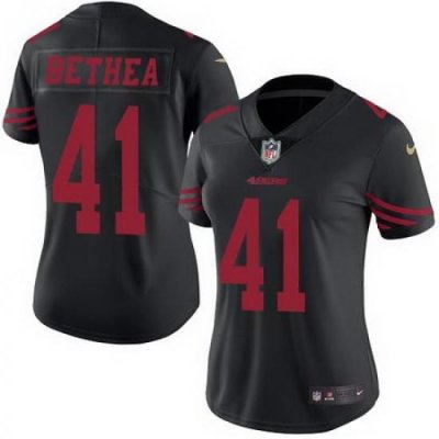 Nike 49ers #41 Antoine Bethea Black Womens Stitched NFL Limited Rush Jersey