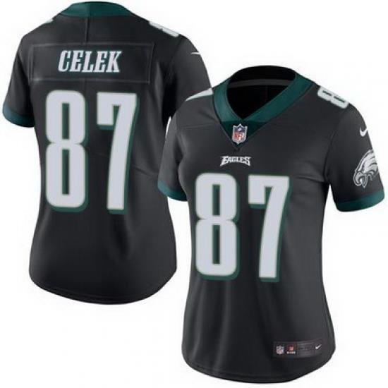 Nike Eagles #87 Brent Celek Black Womens Stitched NFL Limited Rush Jersey