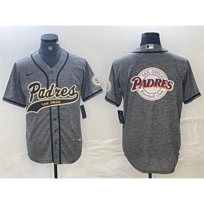 Men San Diego Padres Gray Team Big Logo Cool Base Stitched Baseball Jersey