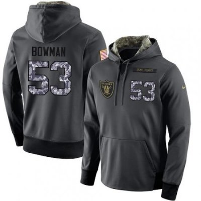 NFL Nike Oakland Raiders 53 NaVorro Bowman Stitched Black Anthracite Salute to Service Player Performance Hoodie