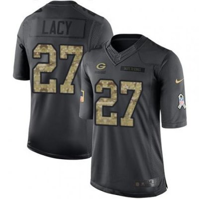 Nike Packers #27 Eddie Lacy Black Mens Stitched NFL Limited 2016 Salute To Service Jersey