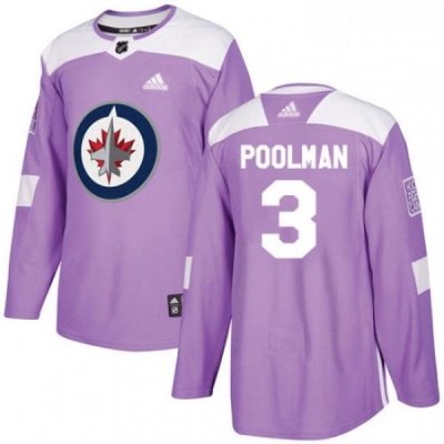 Youth Adidas Winnipeg Jets 3 Tucker Poolman Authentic Purple Fights Cancer Practice NHL Jersey