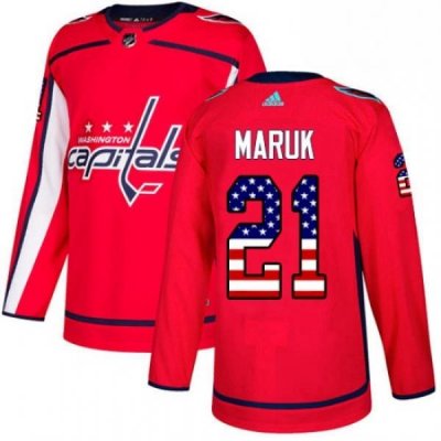 Youth Adidas Washington Capitals 21 Dennis Maruk Authentic Red USA Flag Fashion NHL Jersey