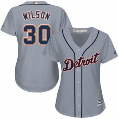 Womens Majestic Detroit Tigers 30 Alex Wilson Replica Grey Road Cool Base MLB Jersey