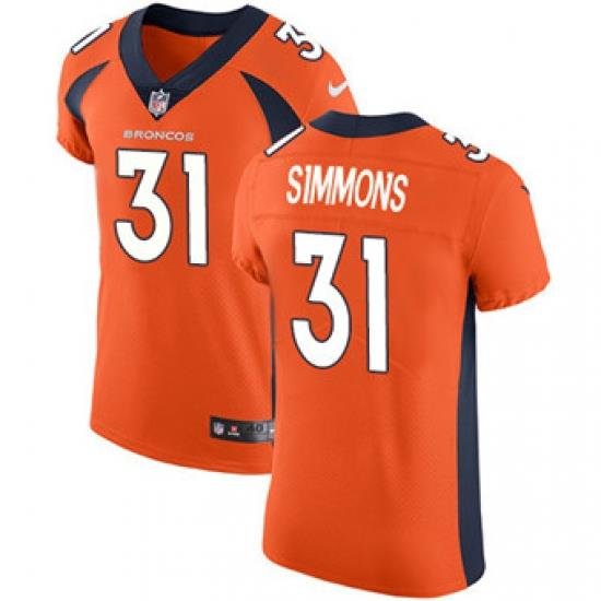 Nike Broncos #31 Justin Simmons Orange Team Color Mens Stitched NFL Vapor Untouchable Elite Jersey