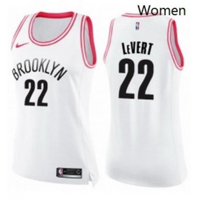 Womens Nike Brooklyn Nets 22 Caris LeVert Swingman WhitePink Fashion NBA Jersey