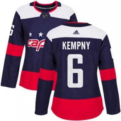 Womens Adidas Washington Capitals 6 Michal Kempny Authentic Navy Blue 2018 Stadium Series NHL Jersey