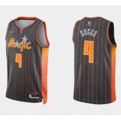 Men Orlando Magic 4 Jalen Suggs 2021 22 City Edition Black 75th Anniversary Stitched Swingman Jersey