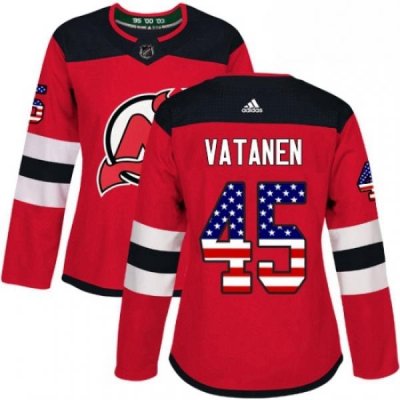 Womens Adidas New Jersey Devils 45 Sami Vatanen Authentic Red USA Flag Fashion NHL Jersey