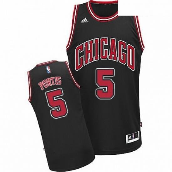 Mens Adidas Chicago Bulls 5 Bobby Portis Swingman Black Alternate NBA Jersey