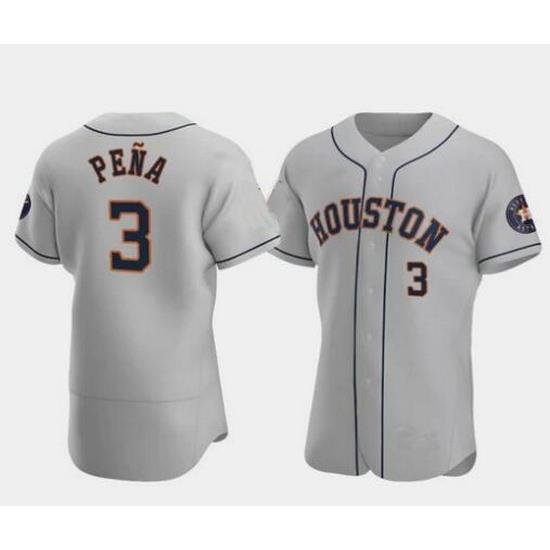 Men NeW Houston Astros #3 Jeremy Pena Grey Stitched Jersey