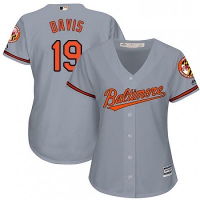 Womens Majestic Baltimore Orioles 19 Chris Davis Replica Grey Road Cool Base MLB Jersey