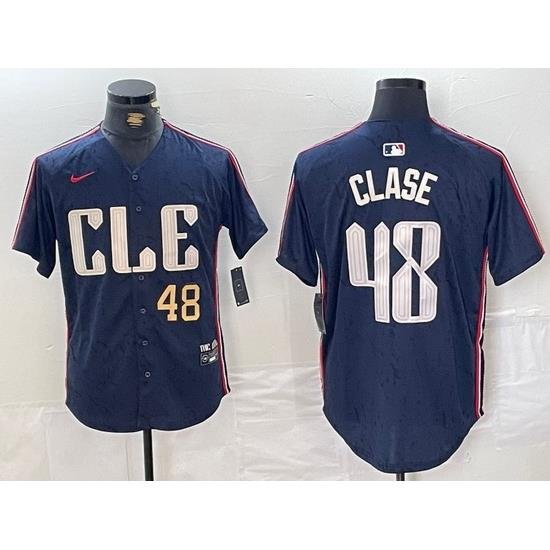 Men Cleveland Guardians 48 Emmanuel Clase Navy 2024 City Connect Limited Stitched Baseball Jersey 3