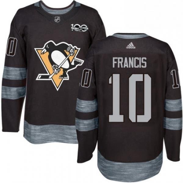 Mens Adidas Pittsburgh Penguins 10 Ron Francis Authentic Black 1917 2017 100th Anniversary NHL Jersey