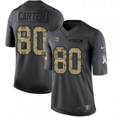 Mens Nike Minnesota Vikings 80 Cris Carter Limited Black 2016 Salute to Service NFL Jersey