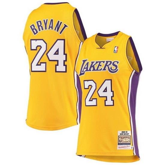 Men Los Angeles Lakers 24 Kobe Bryant Yellow 2008 09 Throwback Basketball Jersey