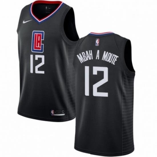 Mens Nike Los Angeles Clippers 12 Luc Mbah a Moute Swingman Black NBA Jersey Statement Edition