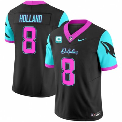 Men Miami Dolphins 8 Jevon Holland Black F U S E  With 1 Star C Patch Miami Vice Vapor Limited Stitched Football Jersey