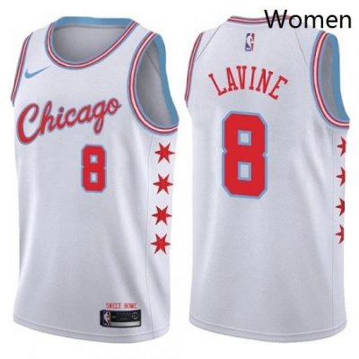 Womens Nike Chicago Bulls 8 Zach LaVine Swingman White NBA Jersey City Edition