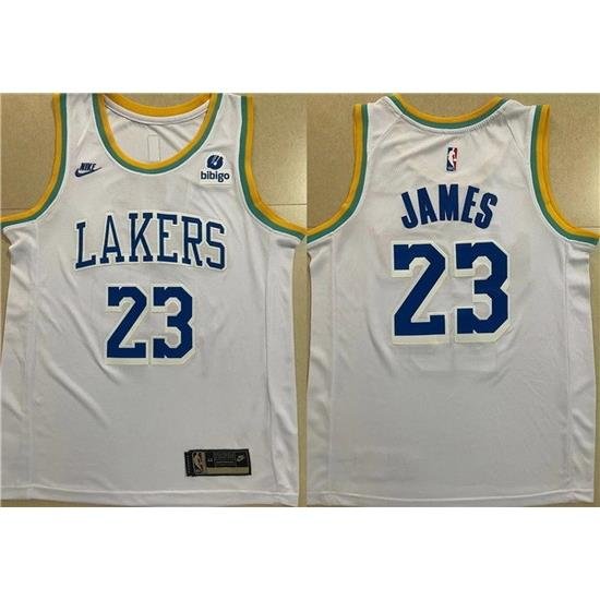 Men Los Angeles Lakers 23 LeBron James White Stitched Basketball Jersey