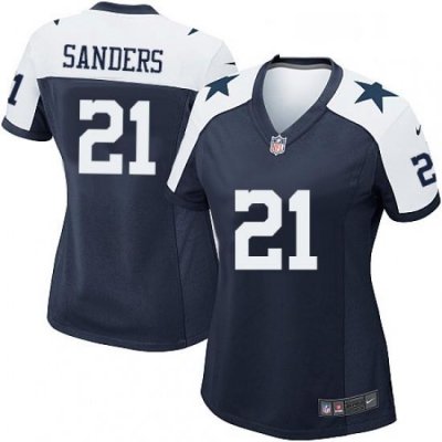 Womens Nike Dallas CoWboys 21 Deion Sanders Game Navy Blue ThroWback Alternate NFL Jersey