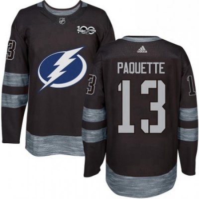 Mens Adidas Tampa Bay Lightning 13 Cedric Paquette Authentic Black 1917 2017 100th Anniversary NHL Jersey