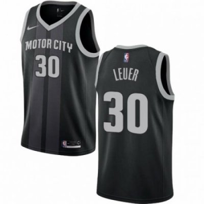 Mens Nike Detroit Pistons 30 Jon Leuer Swingman Black NBA Jersey City Edition