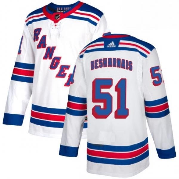 Womens Adidas New York Rangers 51 David Desharnais Authentic White Away NHL Jersey