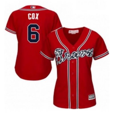 Womens Majestic Atlanta Braves 6 Bobby Cox Replica Red Alternate Cool Base MLB Jersey