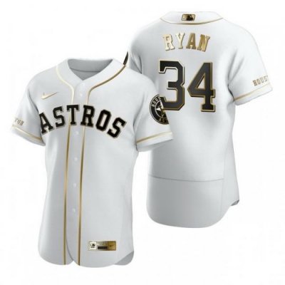 Houston Astros 34 Nolan Ryan White Nike Mens Authentic Golden Edition MLB Jersey