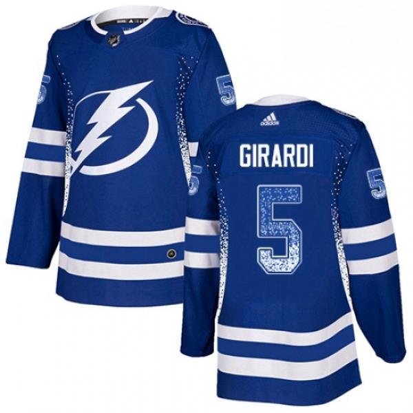 Mens Adidas Tampa Bay Lightning 5 Dan Girardi Authentic Blue Drift Fashion NHL Jersey