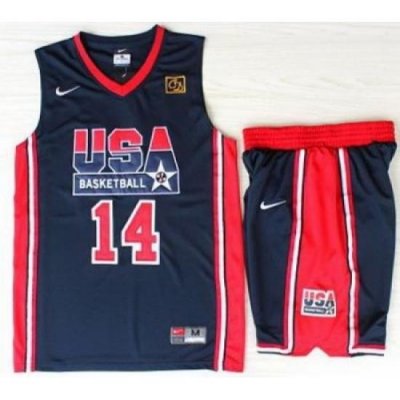 USA Basketball 1992 Olympic Dream Team Blue Jerseys & Shorts Suits 14# Charles Barkley