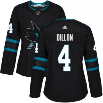 Womens Adidas San Jose Sharks 4 Brenden Dillon Premier Black Alternate NHL Jersey