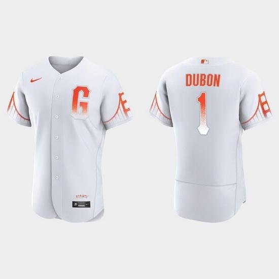 Men San Francisco Giants 1 Mauricio Dubon Men 2021 City Connect Authentic White Jersey