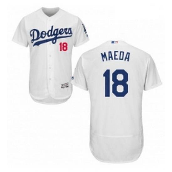 Mens Majestic Los Angeles Dodgers 18 Kenta Maeda White Flexbase Authentic Collection MLB Jersey