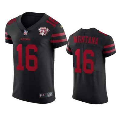 Nike San Francisco 49ers 16 Joe Montana Black Alternate Men 75th Anniversary Stitched NFL Vapor Untouchable Elite Jersey