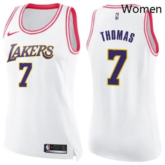 Womens Nike Los Angeles Lakers 7 Isaiah Thomas Swingman WhitePink Fashion NBA Jersey