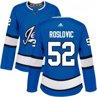 Womens Adidas Winnipeg Jets 52 Jack Roslovic Authentic Blue Alternate NHL Jersey