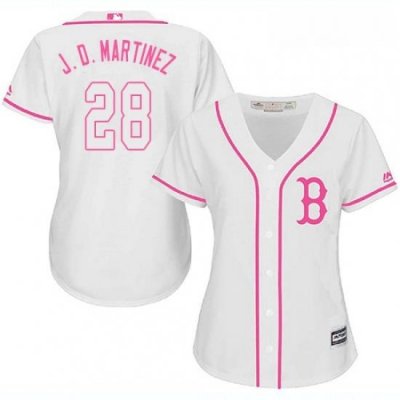 Womens Majestic Boston Red Sox 28 J D Martinez Authentic White Fashion MLB Jersey