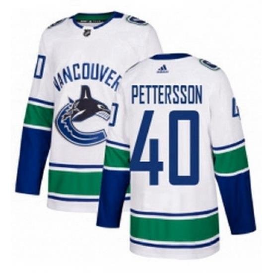 Mens Adidas Vancouver Canucks 40 Elias Pettersson White Road Authentic Stitched NHL Jersey