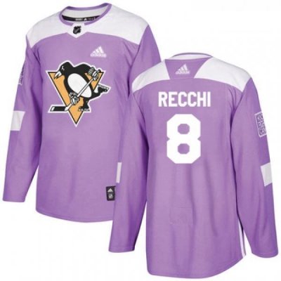 Youth Adidas Pittsburgh Penguins 8 Mark Recchi Authentic Purple Fights Cancer Practice NHL Jersey